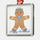 Judaica Hanukkah Gingerbrood Man Menorah Metalen Ornament (Links)