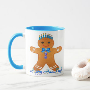 Judaica Hanukkah Gingerbrood Man Menorah Mok