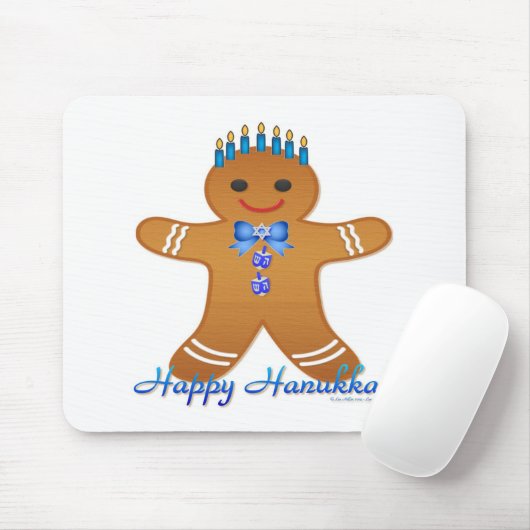 Judaica Hanukkah Gingerbrood Man Menorah Muismat (Met muis)