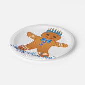 Judaica Hanukkah Gingerbrood Man Menorah Papieren Bordje (Gekanteld)