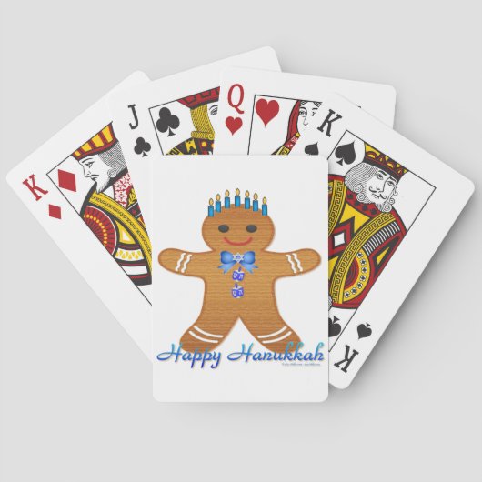 Judaica Hanukkah Gingerbrood Man Menorah Pokerkaarten (Achterkant)