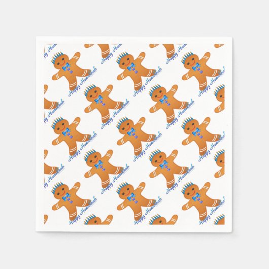 Judaica Hanukkah Gingerbrood Man Menorah Servetten (Voorkant)