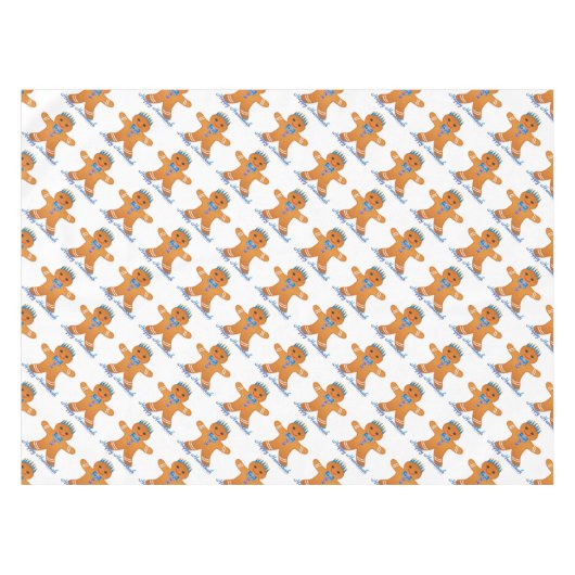 Judaica Hanukkah Gingerbrood Man Menorah Tafelkleed (Voorkant (Horizontaal))