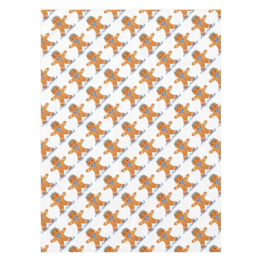 Judaica Hanukkah Gingerbrood Man Menorah Tafelkleed (Voorkant)