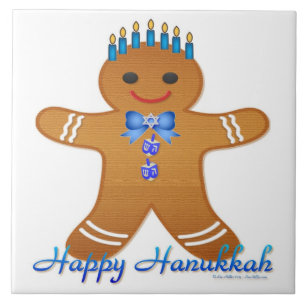 Judaica Hanukkah Gingerbrood Man Menorah Tegeltje