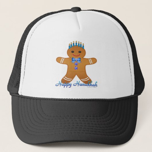Judaica Hanukkah Gingerbrood Man Menorah Trucker Pet (Voorkant)