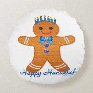 Judaica Hanukkah Gingermans Menora Rond Kussen