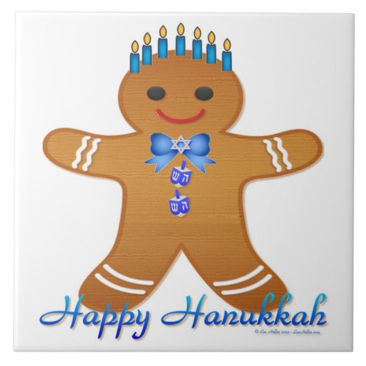 Judaica Hanukkah Gingermans Menora Tegeltje (Voorkant)