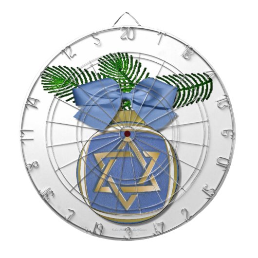 Judaica Hanukkah Star van David Ornament Print Dartbord (Voorkant)