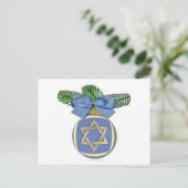 Judaica Hanukkah Star van David Ornament Print Feestdagenkaart (Staand voorkant)