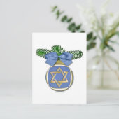 Judaica Hanukkah Star van David Ornament Print Feestdagenkaart (Staand voorkant)
