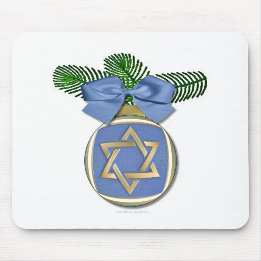 Judaica Hanukkah Star van David Ornament Print Muismat (Voorkant)