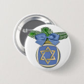 Judaica Hanukkah Star van David Ornament Print Ronde Button 5,7 Cm (Voorkant /achterkant)