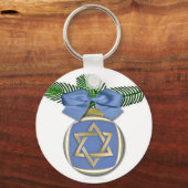 Judaica Hanukkah Star van David Ornament Print Sleutelhanger (Voorkant)