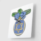 Judaica Hanukkah Star van David Ornament Print Vierkante Klok (Hoek)