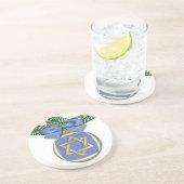 Judaica Hanukkah Star van David Ornament Print Zandsteen Onderzetter (Zijkant)