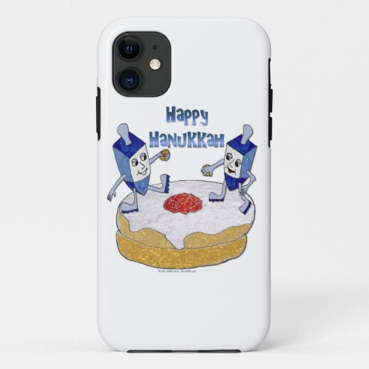 Judaica Happy Hanukkah Dancing Dreidels Doughnut Case-Mate iPhone Case (Achterkant)