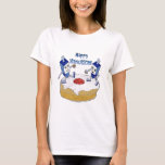 Judaica Happy Hanukkah Dancing Dreidels Doughnut T-shirt<br><div class="desc">U bekijkt het Lee Hiller Design Collectie van Home en Kantoor Decor,  Apparel,  Gifts en Collectibles. De Design zijn onder meer Lee Hiller Photography en Mixed Media Digital Art Collectie. Je kunt haar Natuur fotografie uitzichten op http://HikeOurPlanet.com/ en haar wandelende blog volgen in Hot Springs National Park.</div>