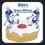 Judaica Happy Hanukkah Dancing Dreidels Doughnut Vierkante Sticker<br><div class="desc">U bekijkt het Lee Hiller Design Collectie van Home en Kantoor Decor,  Apparel,  Gifts en Collectibles. De Design zijn onder meer Lee Hiller Photography en Mixed Media Digital Art Collectie. Je kunt haar Natuur fotografie uitzichten op http://HikeOurPlanet.com/ en haar wandelende blog volgen in Hot Springs National Park.</div>