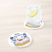 Judaica Happy Hanukkah Dancing Dreidels Doughnut Zandsteen Onderzetter (Zijkant)