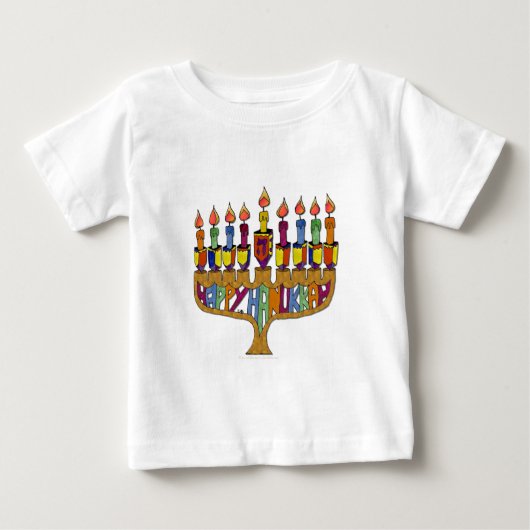 Judaica Happy Hanukkah Dreidel Menorah (Voorkant)