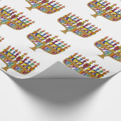 Judaica Happy Hanukkah Dreidel Menorah Cadeaupapier (Hoek)