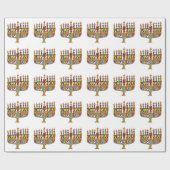 Judaica Happy Hanukkah Dreidel Menorah Cadeaupapier (Vlak)