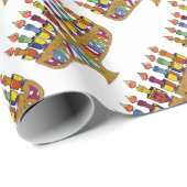 Judaica Happy Hanukkah Dreidel Menorah Cadeaupapier (Rol Hoek)