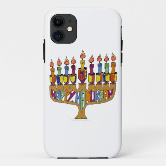 Judaica Happy Hanukkah Dreidel Menorah Case-Mate iPhone Case (Achterkant)