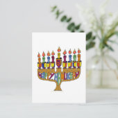 Judaica Happy Hanukkah Dreidel Menorah Feestdagenkaart (Staand voorkant)