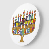 Judaica Happy Hanukkah Dreidel Menorah Grote Klok (Hoek)