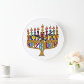 Judaica Happy Hanukkah Dreidel Menorah Grote Klok (Huis)