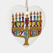 Judaica Happy Hanukkah Dreidel Menorah Keramisch Ornament (Rechts)