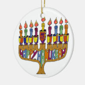 Judaica Happy Hanukkah Dreidel Menorah Keramisch Ornament (Links)