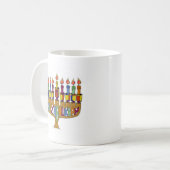 Judaica Happy Hanukkah Dreidel Menorah Koffiemok (Voorkant links)