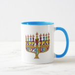 Judaica Happy Hanukkah Dreidel Menorah Mok<br><div class="desc">U bekijkt het Lee Hiller Design Collectie van Home en Kantoor Decor,  Apparel,  Gifts en Collectibles. De Design zijn onder meer Lee Hiller Photography en Mixed Media Digital Art Collectie. Je kunt haar Natuur fotografie uitzichten op http://HikeOurPlanet.com/ en haar wandelende blog volgen in Hot Springs National Park.</div>