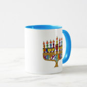 Judaica Happy Hanukkah Dreidel Menorah Mok (Voorkant rechts)