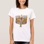 Judaica Happy Hanukkah Dreidel Menorah T-shirt<br><div class="desc">U bekijkt het Lee Hiller Design Collectie van Home en Kantoor Decor,  Apparel,  Gifts en Collectibles. De Design zijn onder meer Lee Hiller Photography en Mixed Media Digital Art Collectie. Je kunt haar Natuur fotografie uitzichten op http://HikeOurPlanet.com/ en haar wandelende blog volgen in Hot Springs National Park.</div>