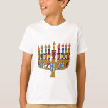 Judaica Happy Hanukkah Dreidel Menorah T-shirt<br><div class="desc">U bekijkt het Lee Hiller Design Collectie van Home en Kantoor Decor,  Apparel,  Gifts en Collectibles. De Design zijn onder meer Lee Hiller Photography en Mixed Media Digital Art Collectie. Je kunt haar Natuur fotografie uitzichten op http://HikeOurPlanet.com/ en haar wandelende blog volgen in Hot Springs National Park.</div>