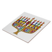 Judaica Happy Hanukkah Dreidel Menorah Tegeltje (Zijkant)