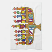 Judaica Happy Hanukkah Dreidel Menorah Theedoek (Verticaal)