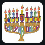 Judaica Happy Hanukkah Dreidel Menorah Vierkante Sticker<br><div class="desc">U bekijkt het Lee Hiller Design Collectie van Home en Kantoor Decor,  Apparel,  Gifts en Collectibles. De Design zijn onder meer Lee Hiller Photography en Mixed Media Digital Art Collectie. Je kunt haar Natuur fotografie uitzichten op http://HikeOurPlanet.com/ en haar wandelende blog volgen in Hot Springs National Park.</div>