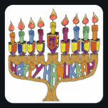Judaica Happy Hanukkah Dreidel Menorah Vierkante Sticker<br><div class="desc">U bekijkt het Lee Hiller Design Collectie van Home en Kantoor Decor, Apparel, Gifts en Collectibles. De Design zijn onder meer Lee Hiller Photography en Mixed Media Digital Art Collectie. Je kunt haar Natuur fotografie uitzichten op http://HikeOurPlanet.com/ en haar wandelende blog volgen in Hot Springs National Park.</div>