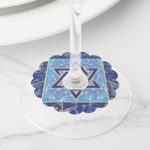 Judaica Jewish Star van David Wine Charm Blue