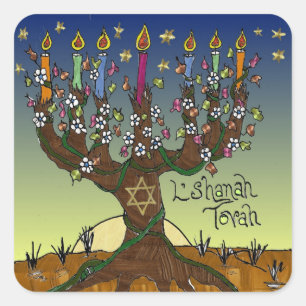 Judaica L'shanah Tovah Boom des Levens Geschenken Vierkante Sticker