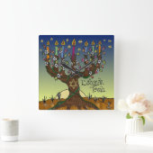 Judaica L'shanah Tovah Tree of Life Clock Vierkante Klok (Huis)
