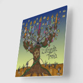 Judaica L'shanah Tovah Tree of Life Clock Vierkante Klok (Hoek)