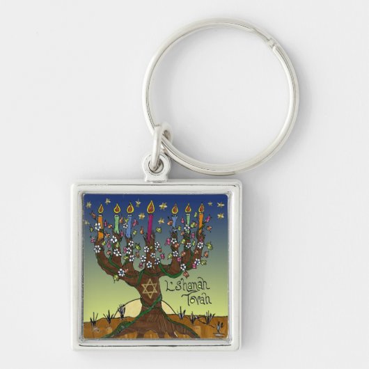 Judaica L'shanah Tovah Tree of Life Gifts Apparel Sleutelhanger (Voorkant)