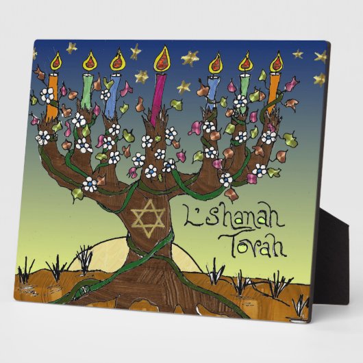 Judaica L'shanah Tovah Tree of Life Plaque Fotoplaat (Zijkant)