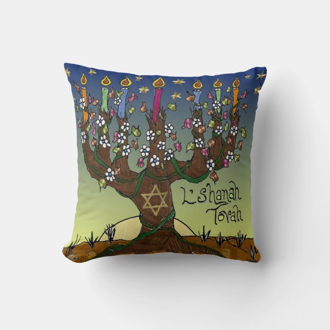 Judaica L'Shanah Tovah Tree of Life Sierkussen (Voorkant)